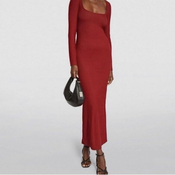 Skims Soft Lounge Long Sleeve Dress - Brick - Picture 2 of 6